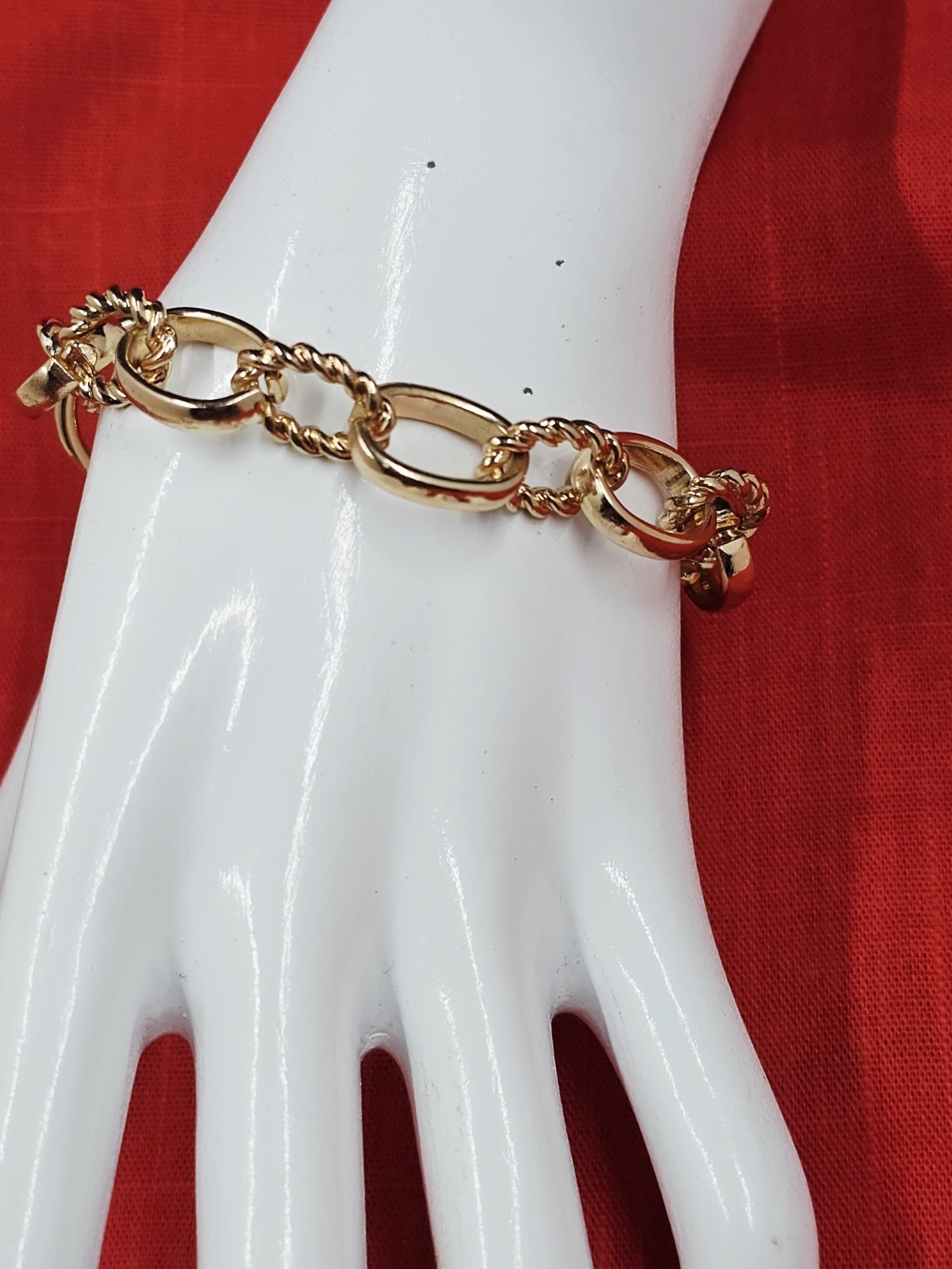 Goldtone Smooth & Rope Link Chain Bracelet, 8.25″