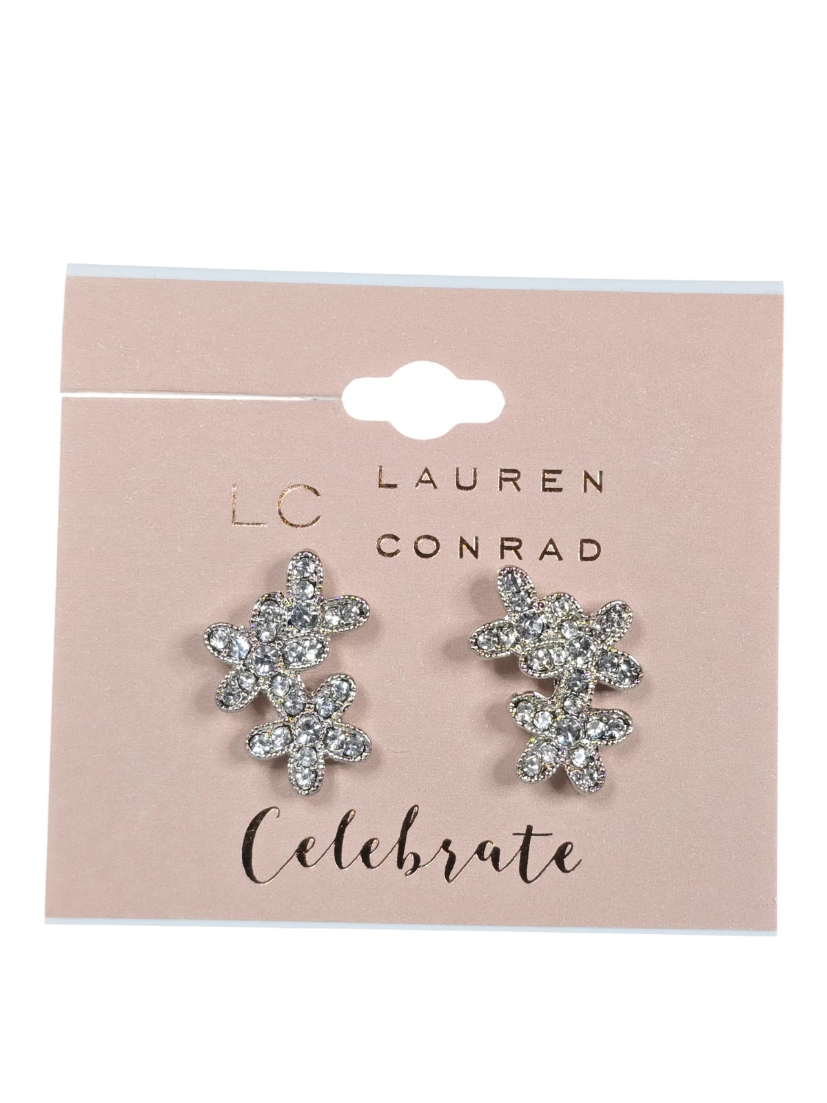 LC Lauren Conrad Women’s Celebrate Flower Rhinestone Stud Earrings NWT