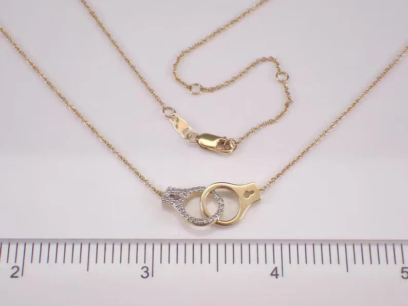 1Ct Round Cut Real Moissanite Handcuff Pendant 14K Yellow Gold Plated Silver