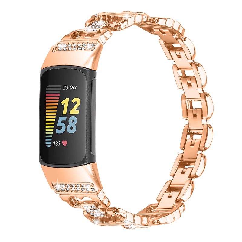 For Fitbit Charge 5 6 Bling Rhinestone Stainless Steel Band Bracelet Watch Strap