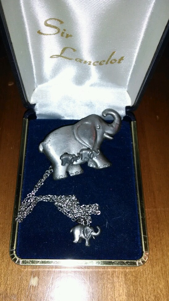 Elephant Necklace, Earrings, Pendant, Pewter? Sir Lancelot?