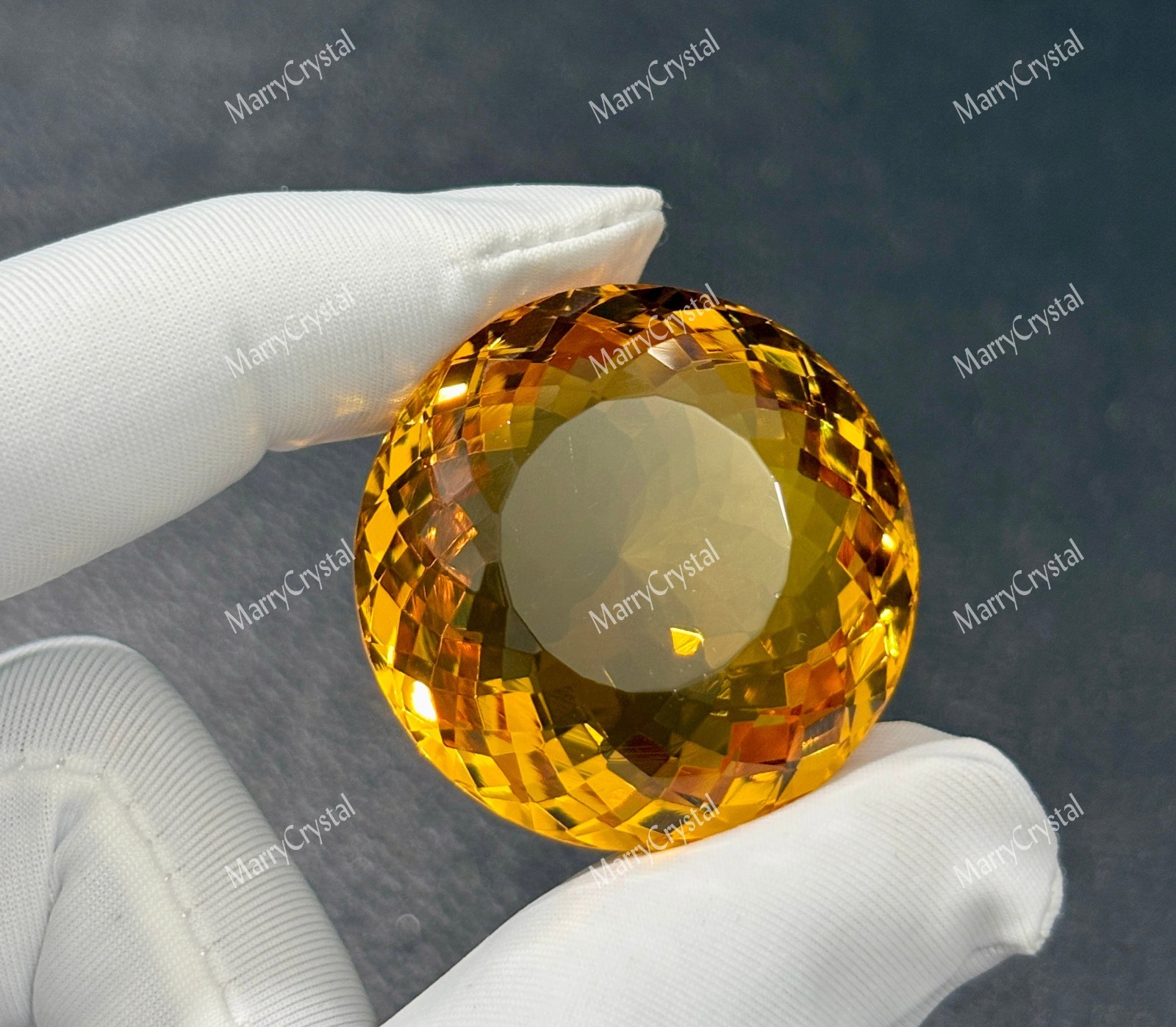 105 Ct Top Color Madeira Yellow Citrine Round Shape Glass Field Loose Gemstone