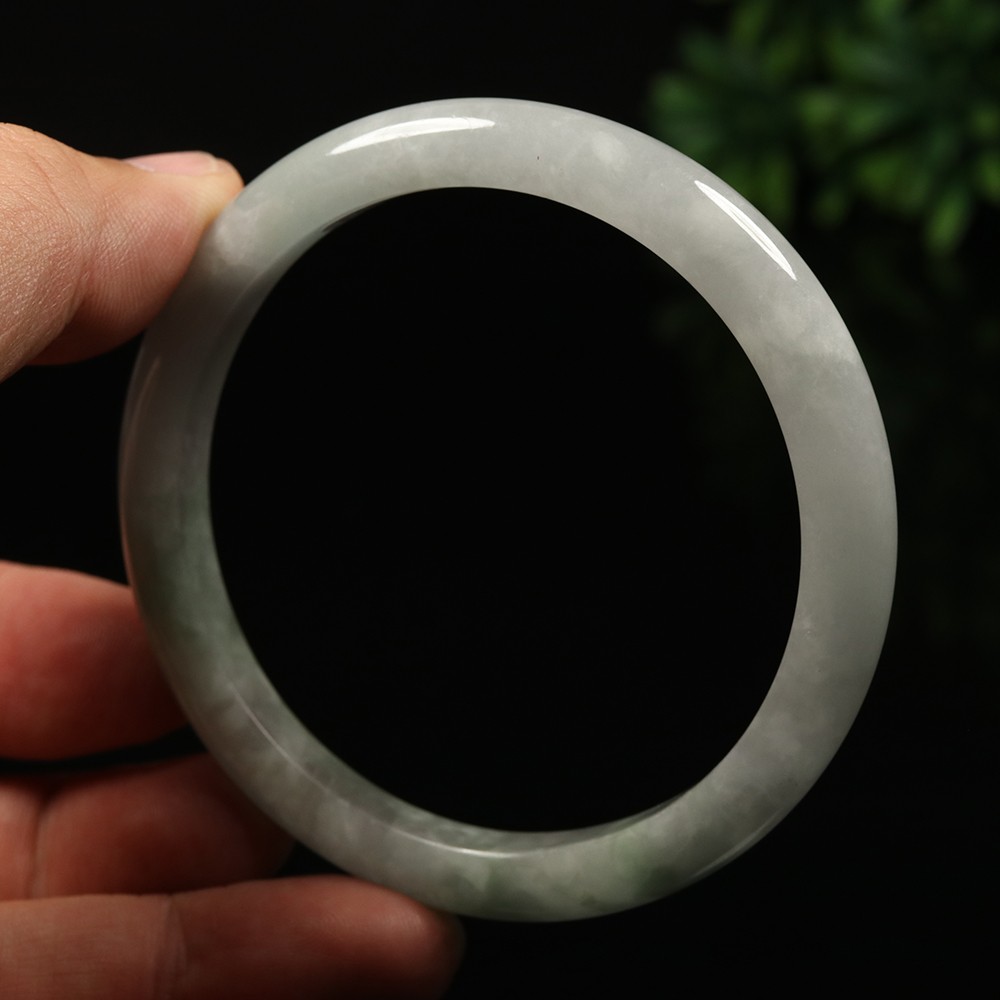 61mm White Lavender Green Jadeite Jade Bangle Bracelet Burma Jade Bangle A-14133