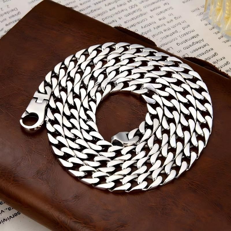 Pure Solid S925 Sterling Silver 7mm Cuban Curb Link Necklace 57-58g 23.6inch