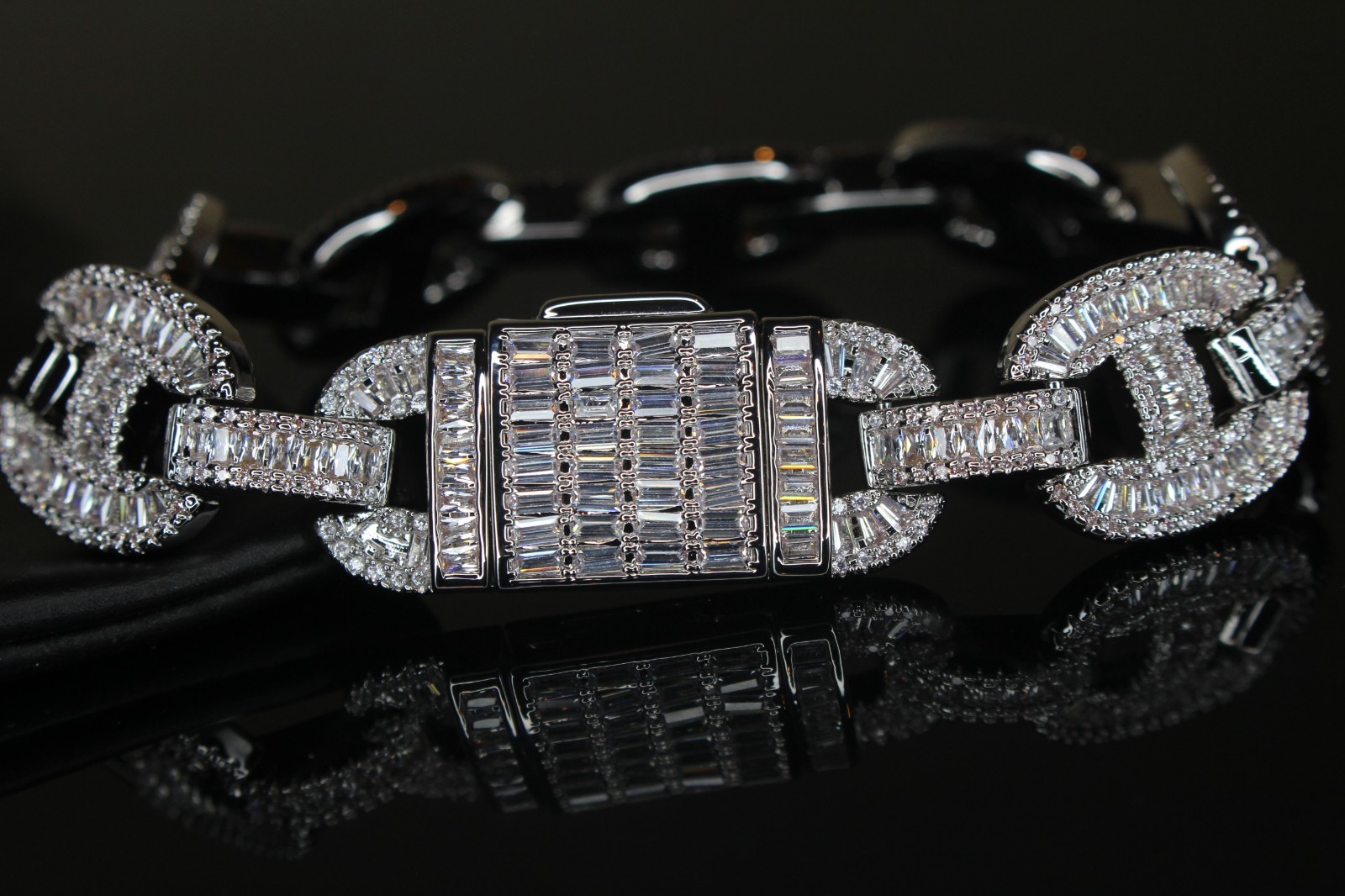 14k STAMP 14mm MARINER Chain Necklace 82.6ct BAGUETTES Lab Sim VVS1 Diamond 188g