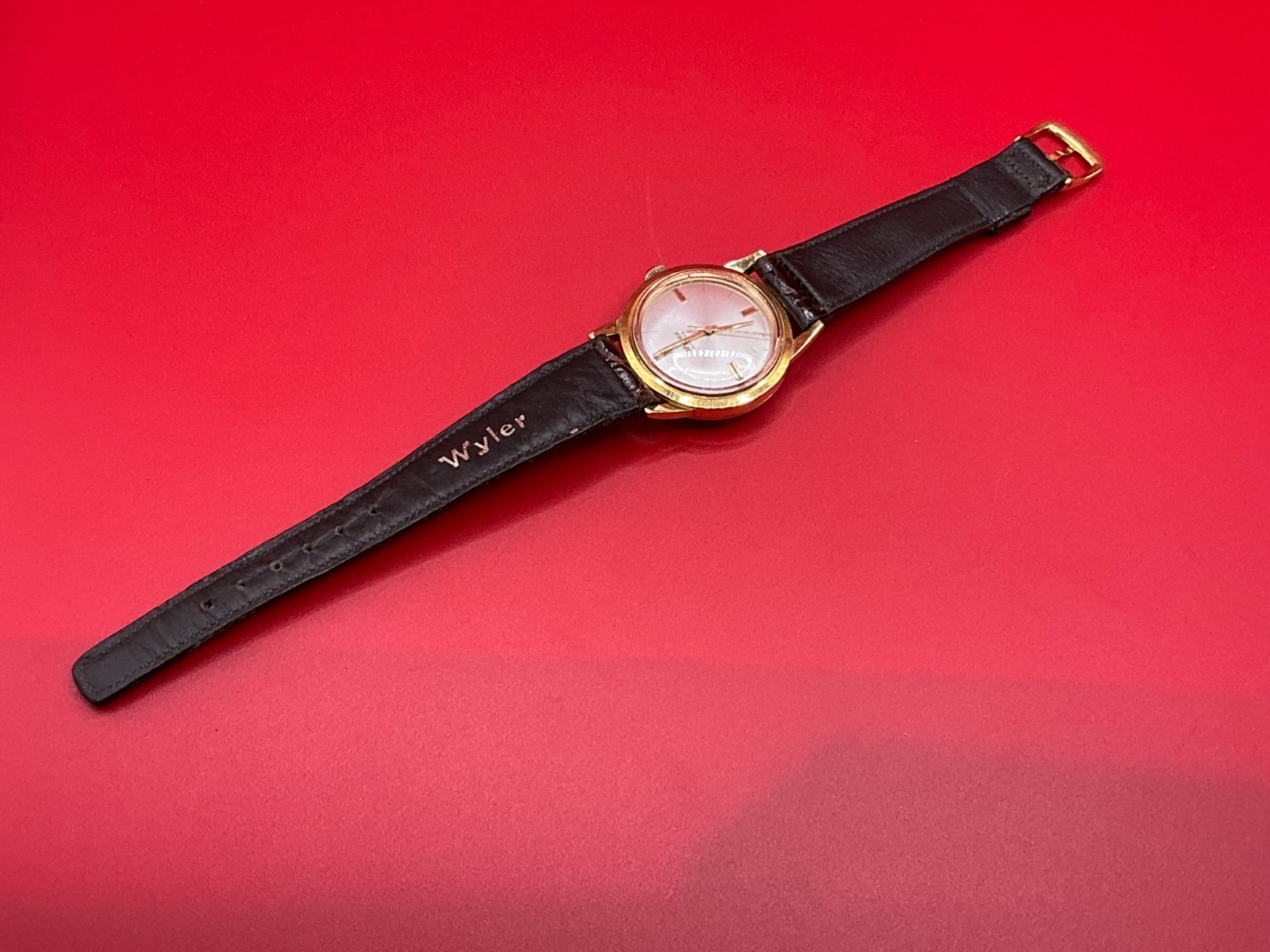 RARE VTG 1960s Wyler Incaflex Reverse 36mm Gold Swiss Automatic Watch Cal. WH26