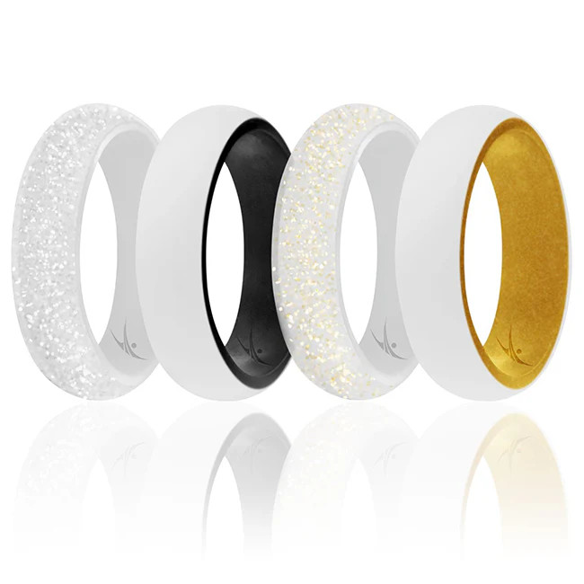 Silicone Wedding 2Layer Ring Set – Bride by ROQ for Women – 4 x 10 mm Ring