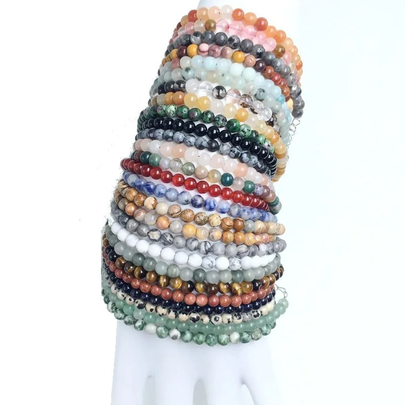 1 pc 4mm Chakra Bead Bracelet Natural Stone Yoga Energy Bangle