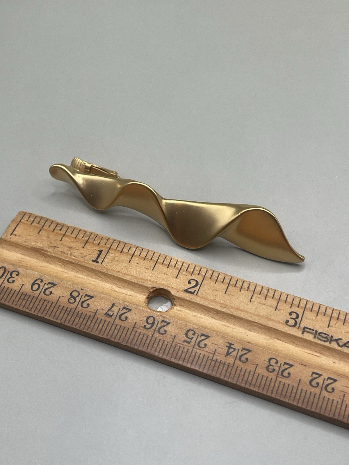 Vintage Satin Brushed Finish GoldTone Clip On 2.8” Drop Earrings