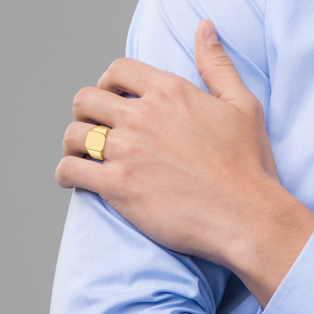 10k Yellow Gold 13.0×12.5mm Open Back Mens Signet Ring Size 10