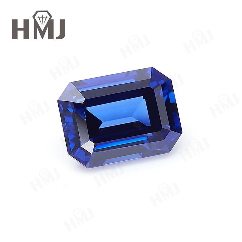 Emerald Shape Lab Created Royal Blue Sapphire Stones AGL Jewelry Loose Gemstones