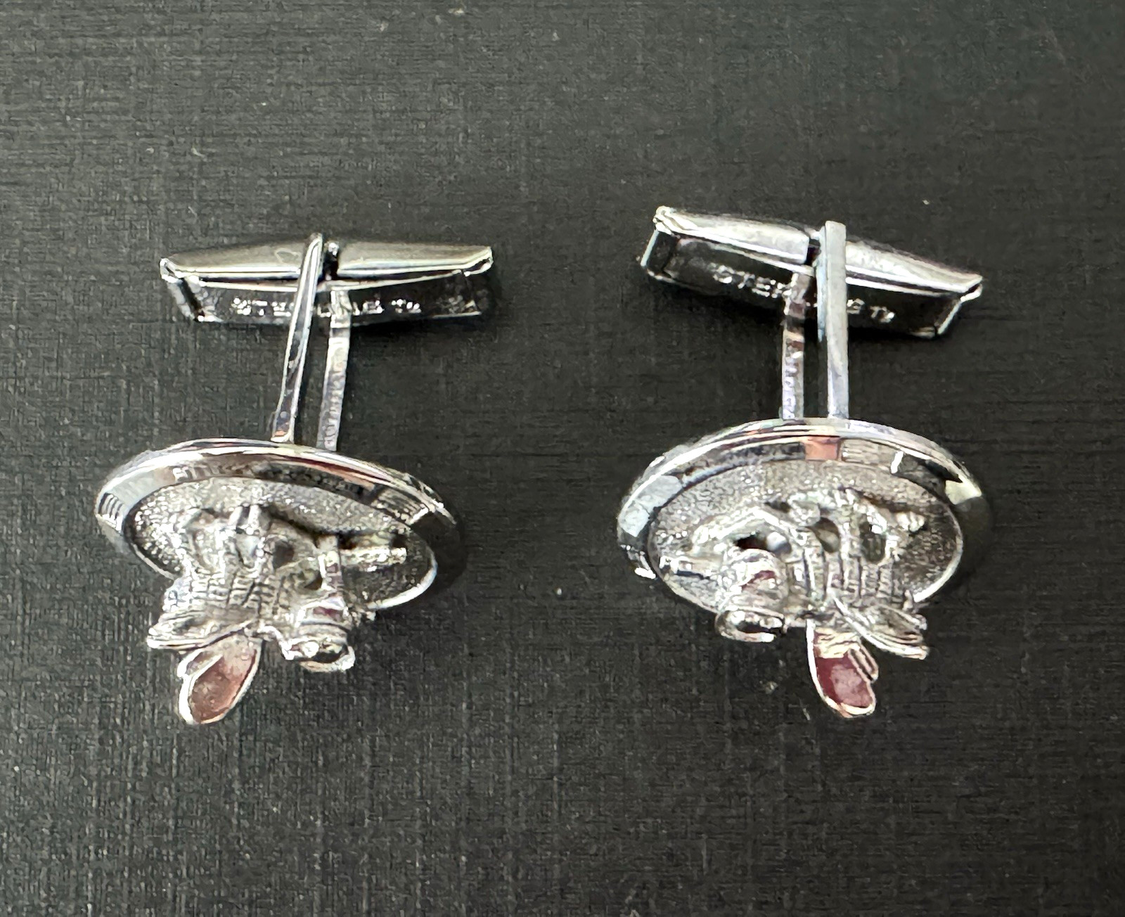 Sterling Stamped, Kinney Signed, Vintage, 17,0 grams, Unisex Beetle Cufflinks Se