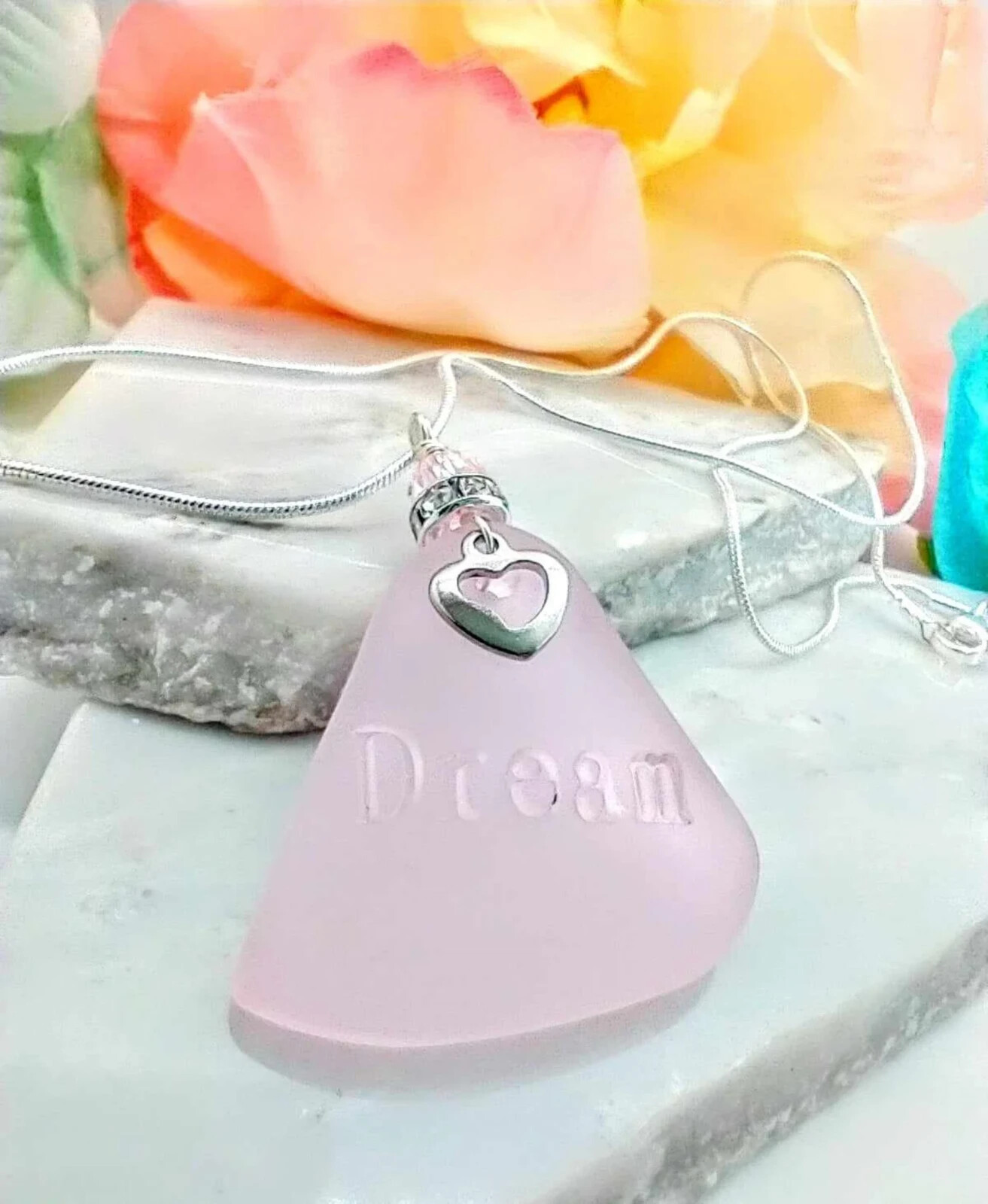 Personalized Sea Glass Inspirational Necklace Customizeable Beach Jewelry Gift