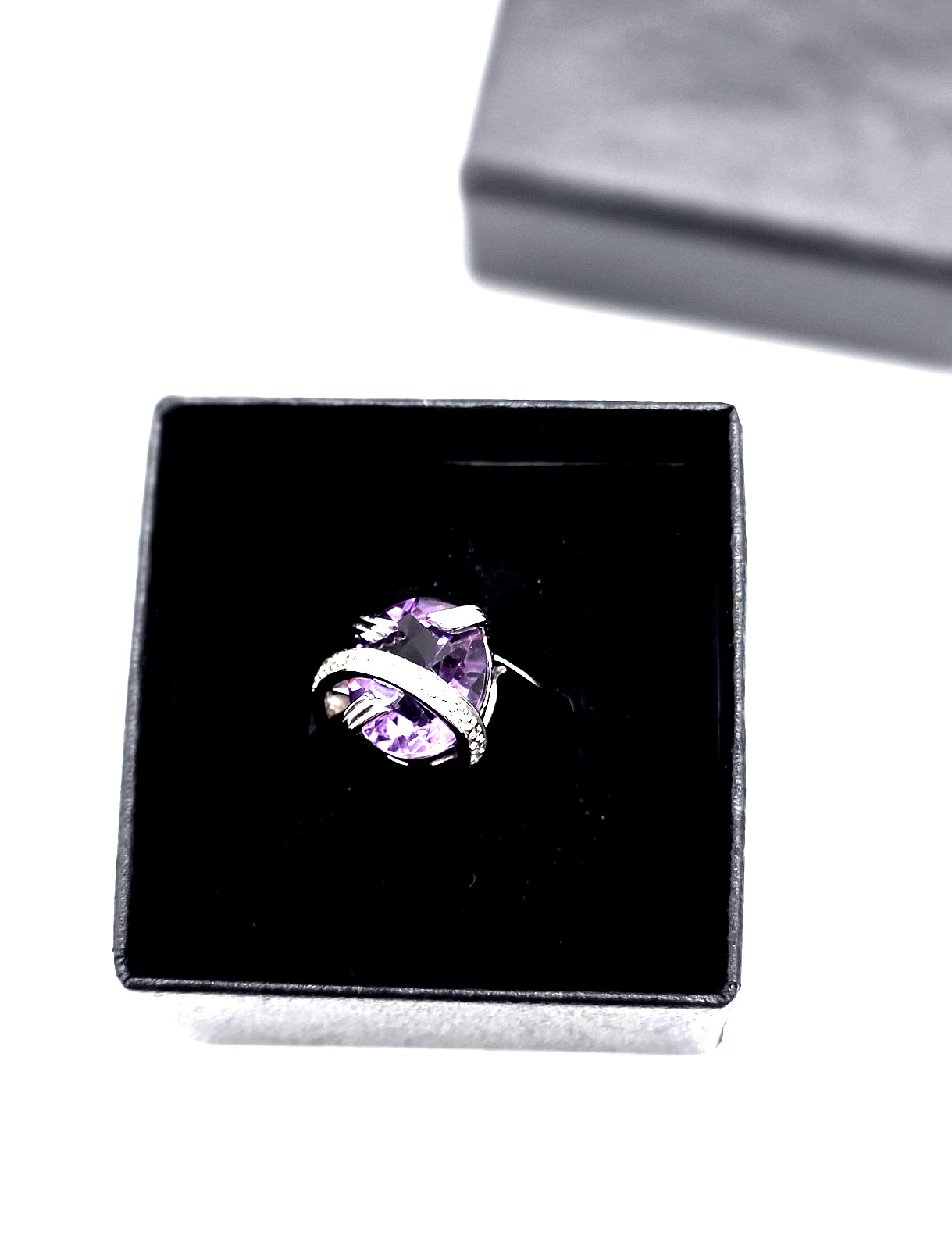 Women White Gold Rhodium Over Solid Sterling Silver 4.38 CTW Purple Amethyst
