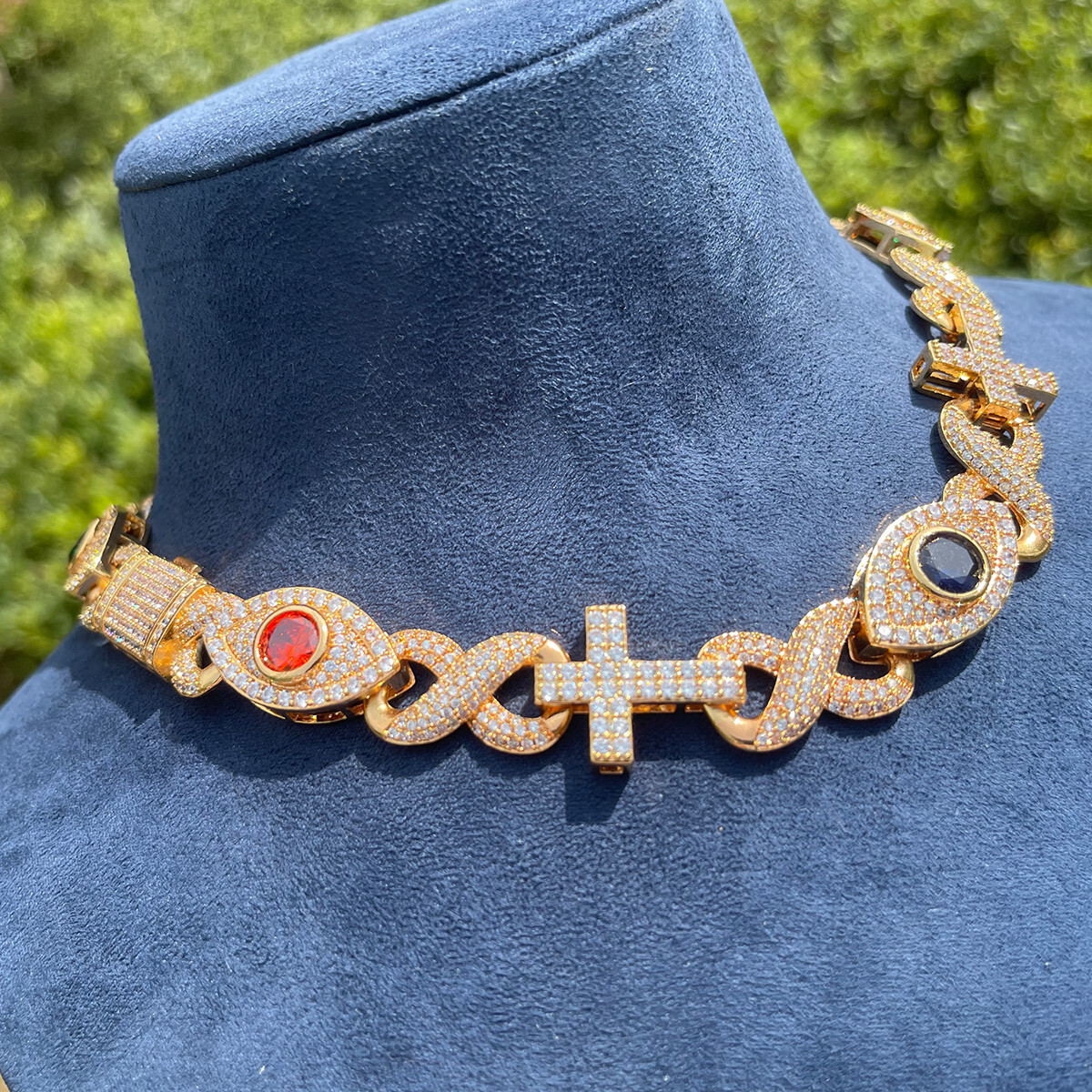 Good VS Evil | Evil Eye Infinity Cross Cuban Link Luxury Hip Hop Chain Necklace