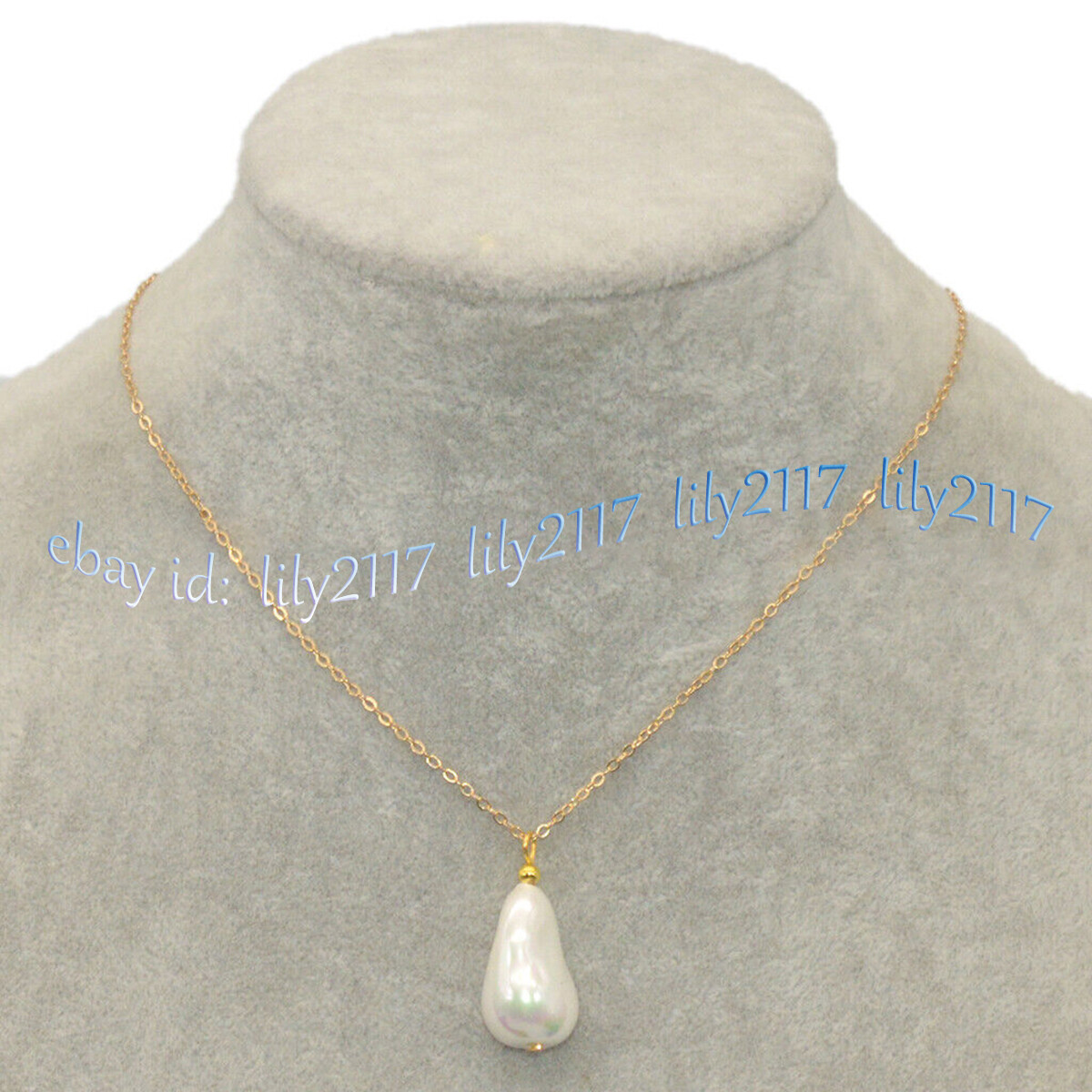 12x20mm White South Sea Baroque Shell Pearl Pendant Necklace Earrings Gold Chain