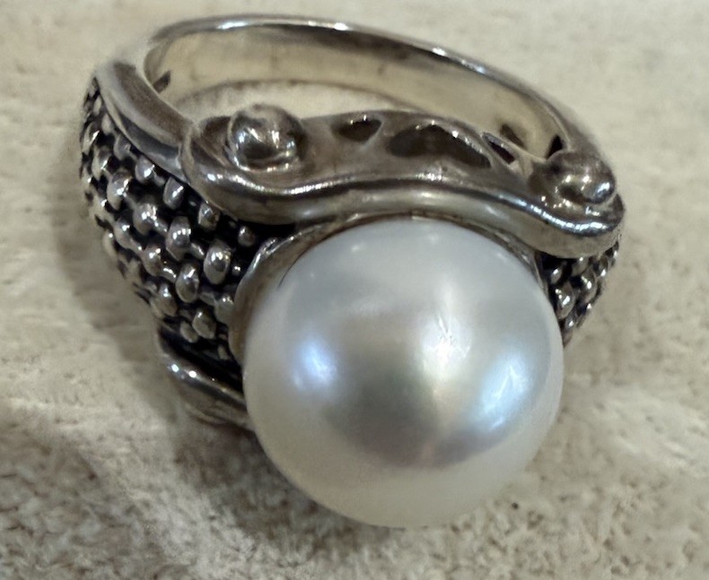 Cultured Freshwater Pearl 11.6mm Sterling Silver Ring 8g Size 8.5-9