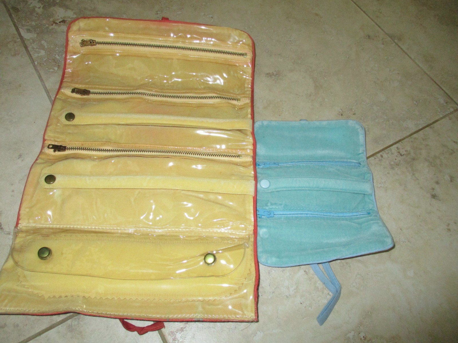 Vintage Travel Jewelry Roll Bags Lot – large 14 x 9 & small 7in x 5 in
