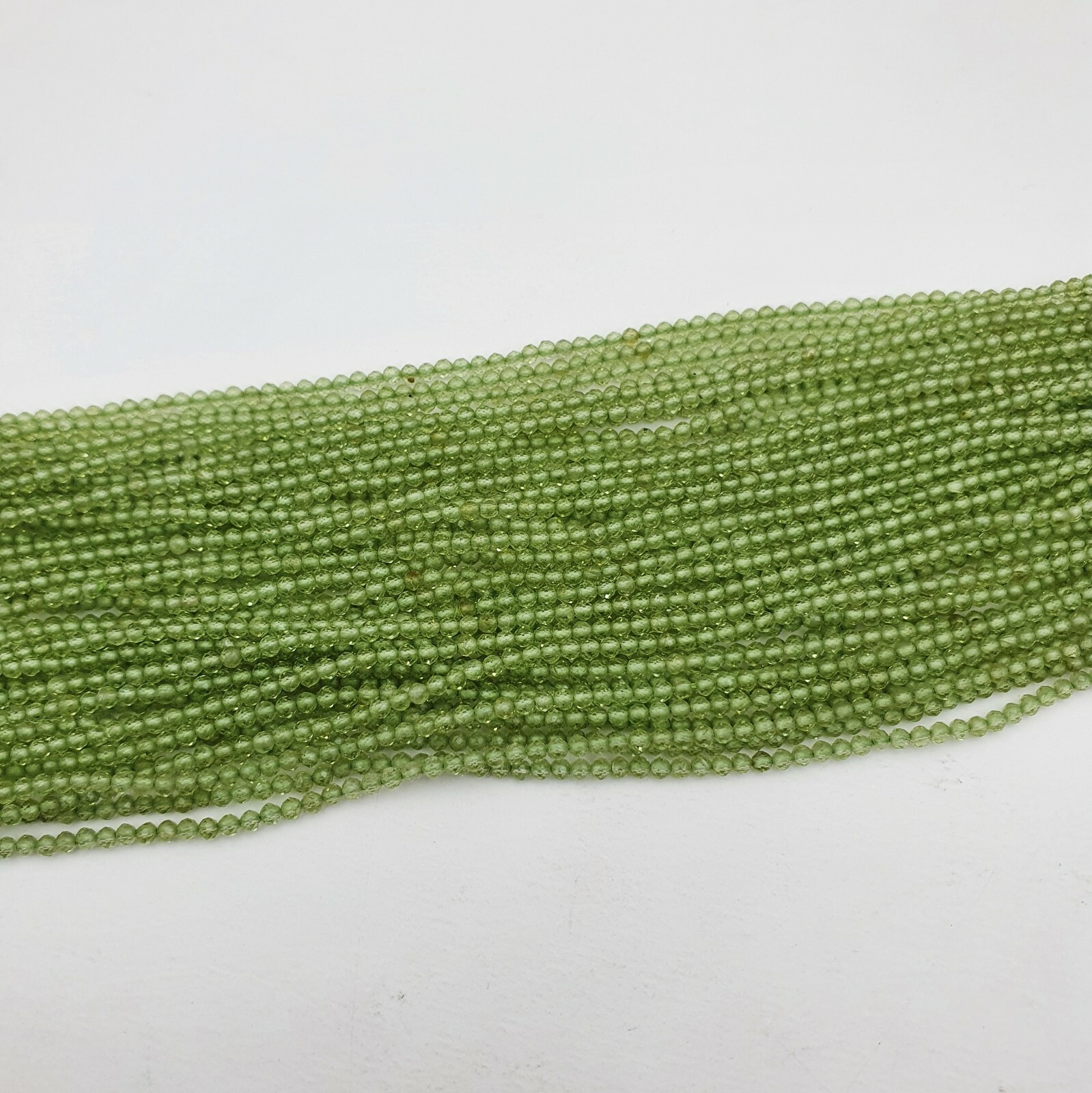 Natural Peridot Gemstone Roundelle Faceted Beads Strand 2 MM 13 Inch.