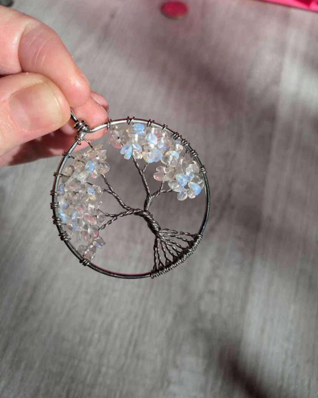 Tree of life Rainbow Moonstone Pendant