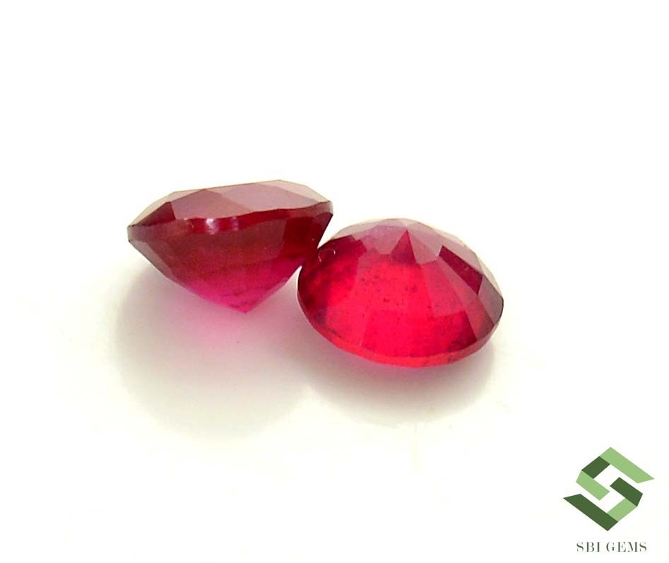 8 mm Natural Ruby Round Cut Pair 5.05 CTS Faceted Loose Gemstones GF