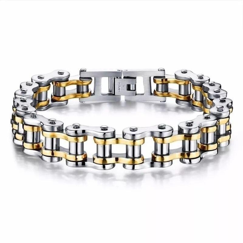 Stainless Steel Biker Chain Bracelet Mens Bracelet Link Chain Motorcycle Bicycle