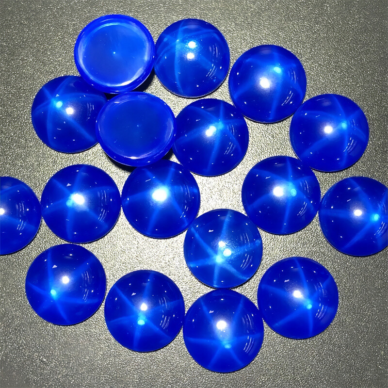 Top Quality Round Cabochon Blue Star Sapphire Lab-Created AAAA+ Loose Gemstone