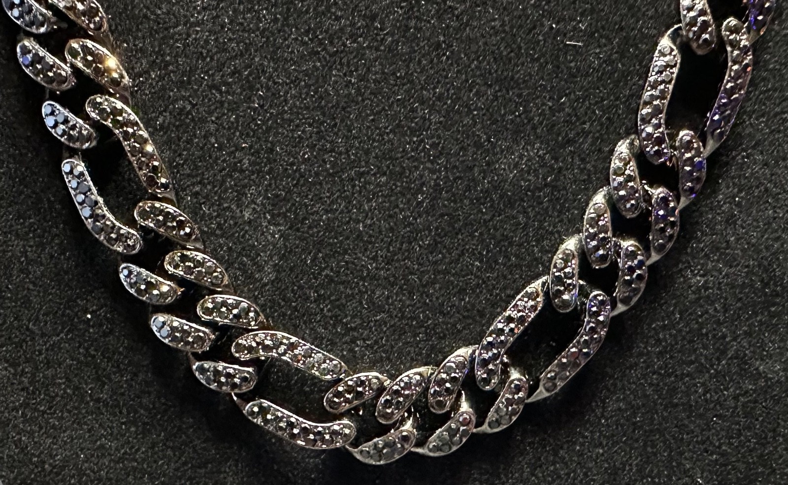 Men’s 18 Inch Stainless Steel Gunmetal Figero Jeweled Chain Necklace New In Box