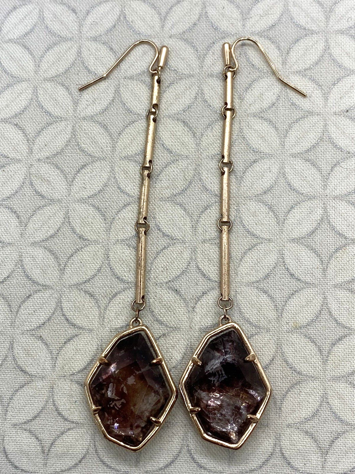 Kendra Scott Charmian Sable Mica Stone Drop Dangle Earrings Rose gold tone USED