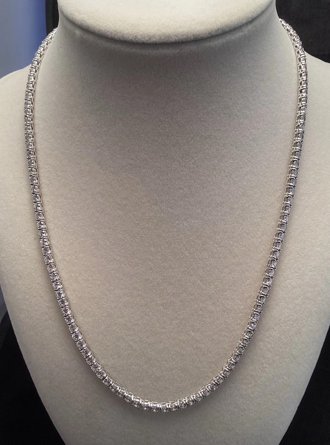 Sterling Silver Fusion Creations TENNIS Necklace 18” Cubic Zirconia 3mm Necklace