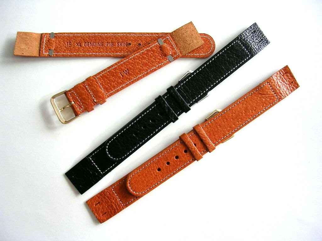 20mm XL Open End strap Genuine Pigskin band for vintage Wire Lug watch IW SUISSE