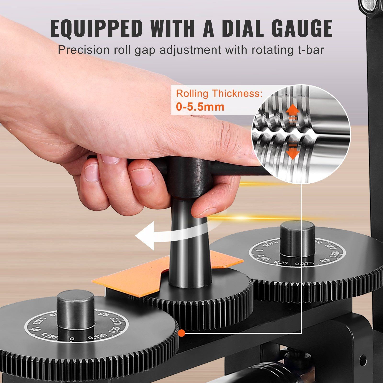 57mm 3-in-1 Jewelry Rolling Mill 0-5.5mm Press & 1:2 Gear Ratio
