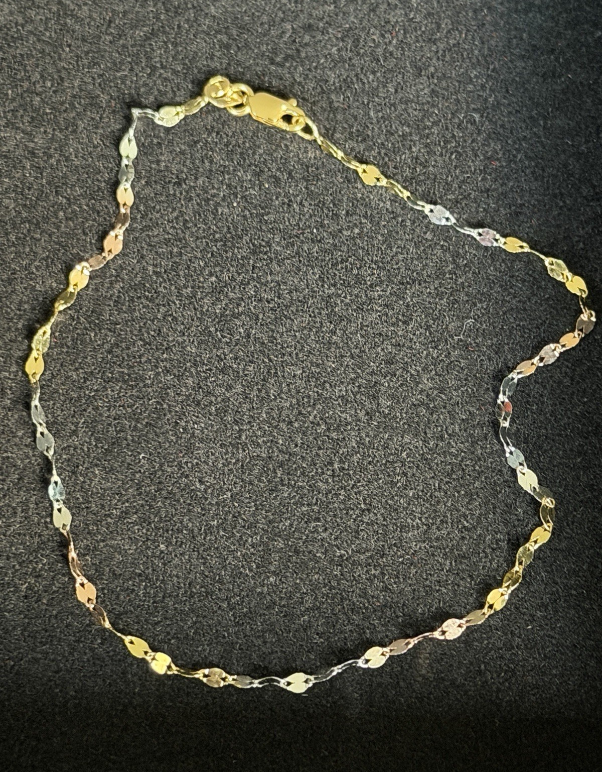 2 bracelets/ anklets 10K 8” tricolor solid Gold with Lobster Clasp