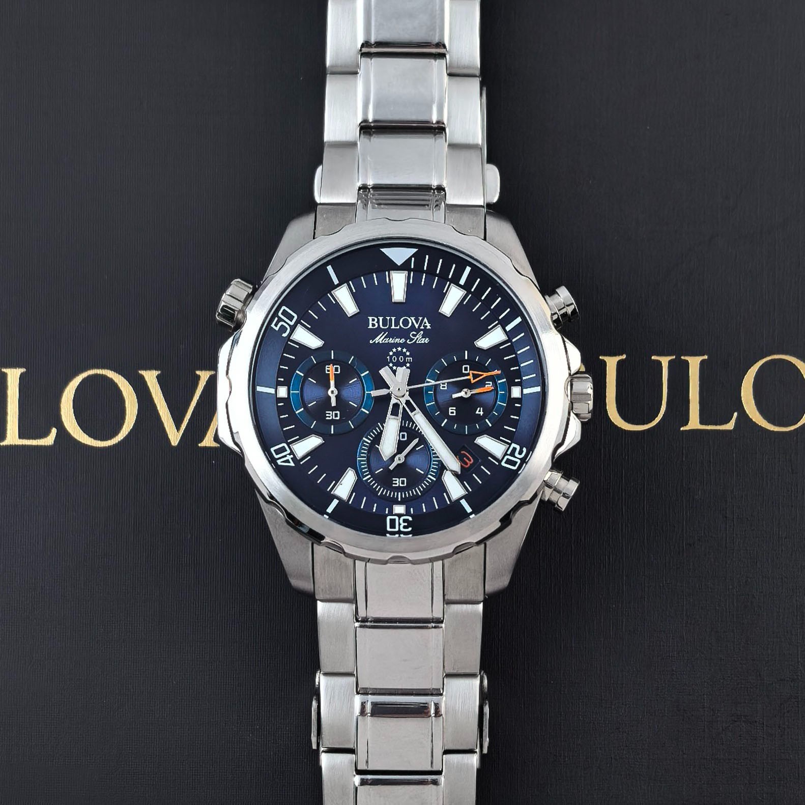 Bulova Classic Marine Star Blue Dial Chronograph Men’s Quartz Watch 96B256