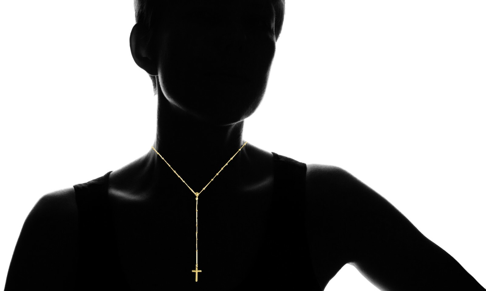 925 Sterling Silver Rosary Beaded Cross Necklace for Women, Girls – 3 colors