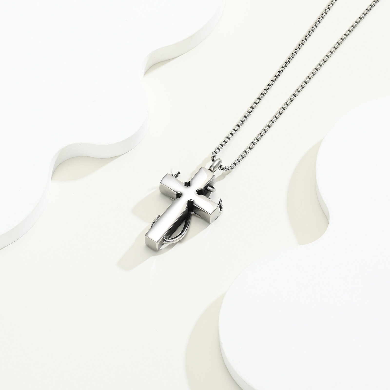 Fish Hook Deer Cross Urn Pendant Cremation Jewelry for Ashes Memory Necklace