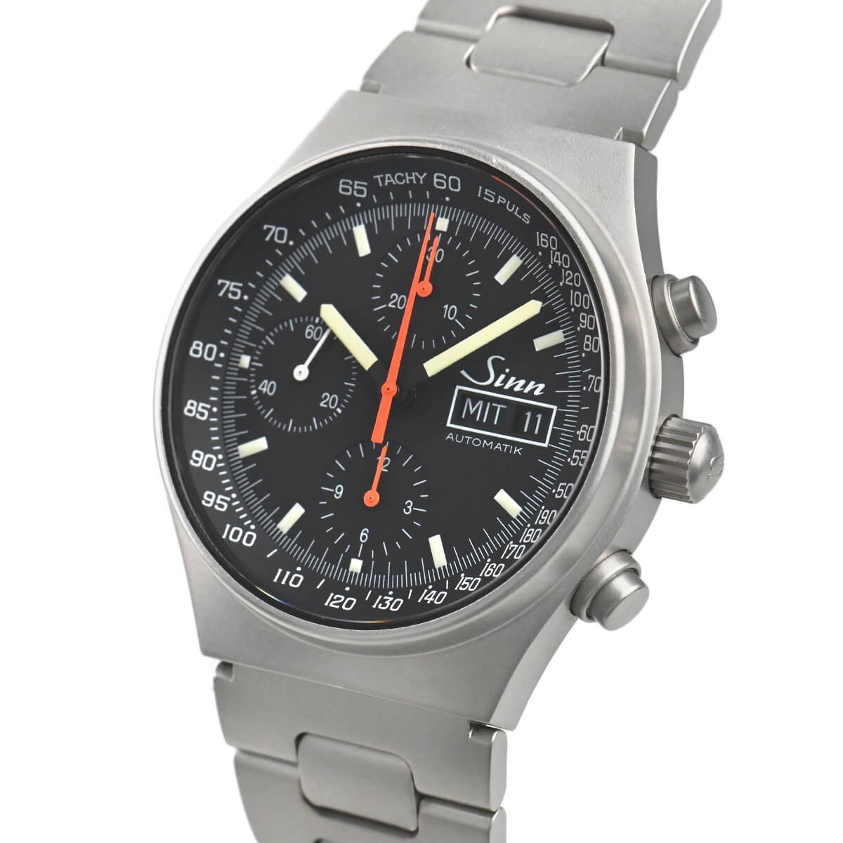 Sinn 144.ST.SA Automatic Watch Chronograph 41mm Black Dial Day-Date Pulsometer