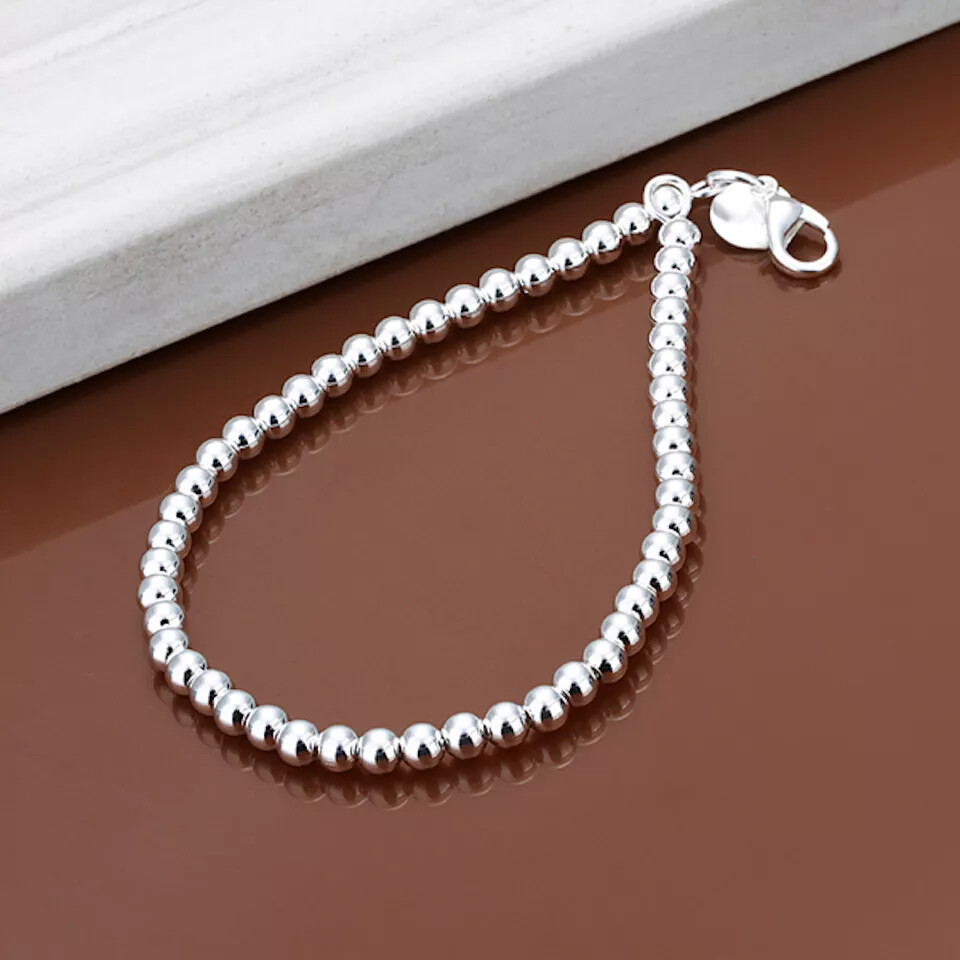 2× Silver Love Cuff Bead Ball Open Bangle Womens Jewelr Charm Bracelet Gift USA