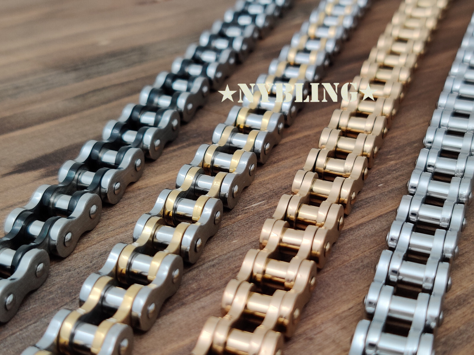 SOLID STAINLESS STEEL Motorcycle Bike Chain Design Bracelet Men’s Jewelry 13MM