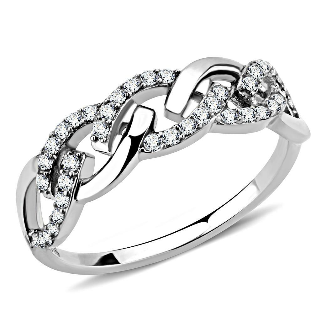 DA163 – High polished (no plating) Stainless Steel Ring with AAA Grade CZ in