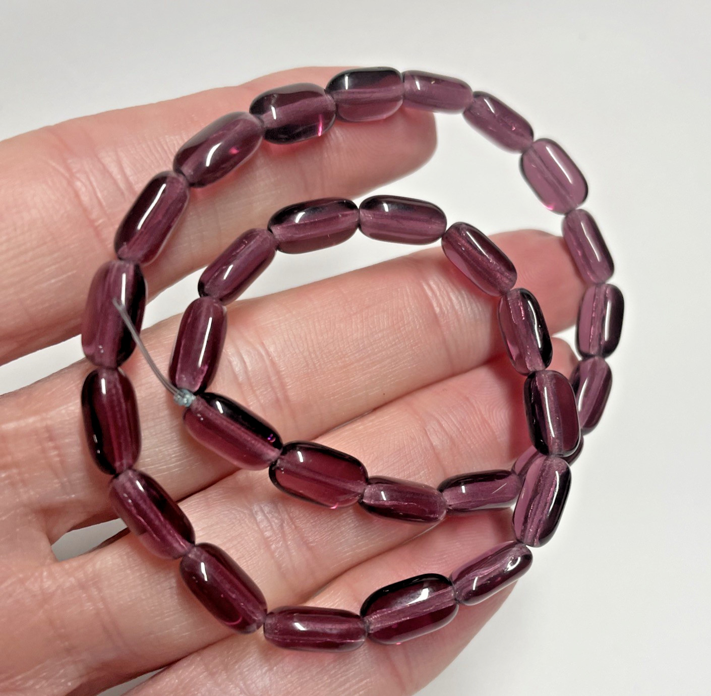 Transp. Amethyst Flat Oval Pressed Glass Beads, Approx. 25 Beads and 10x6MM
