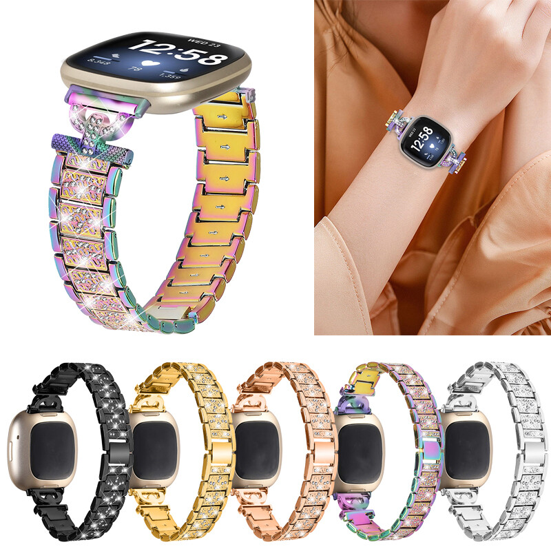 For Fitbit Versa 3/4 Sense 2 Stylish Bling Bracelet Stainless Steel Band Strap