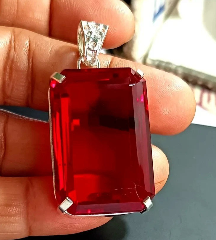 Mozambique Garnet Gemstone Handmade 925 Sterling Silver Jewelry Pendant 2.0″