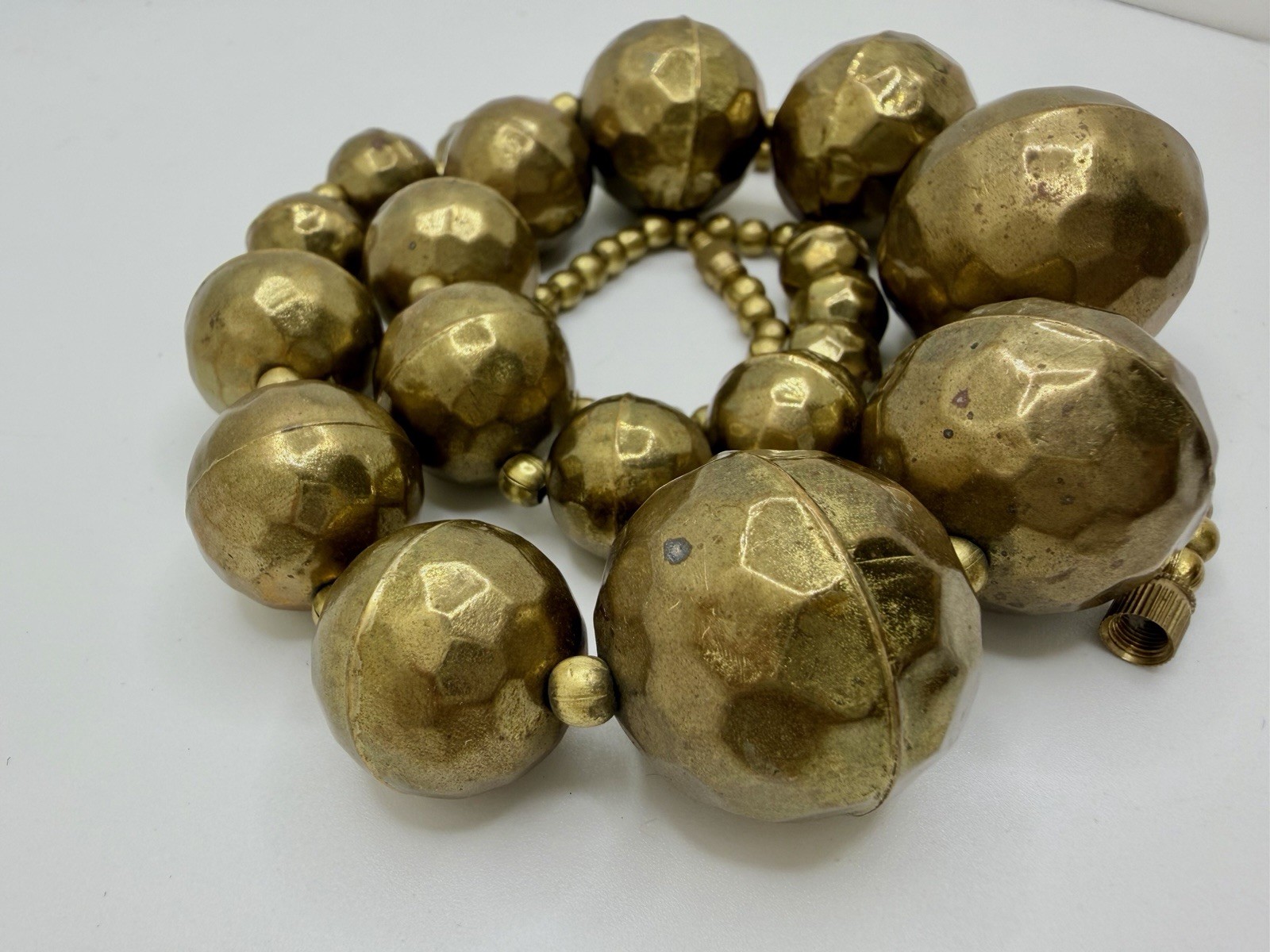 Antique Brass Hammered Hollow Necklace Estate Jewelry Southwestern