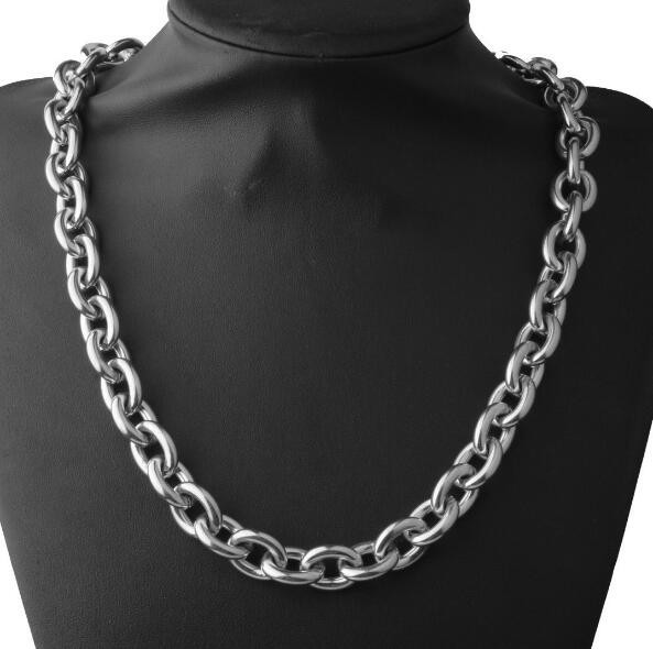 10mm 24 inch Cool Stainless Steel High Polsihed Oval Link-Chain Necklace For Men