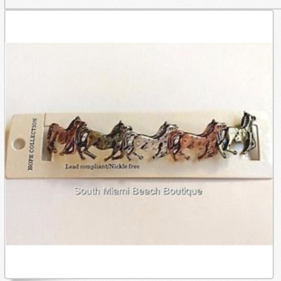 Horse Charm Bracelet Country Western Cowgirl Silver Gold Copper Plated Stretch