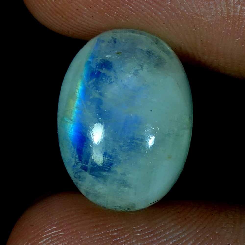 100% Natural Blue Fire Rainbow Moonstone Oval, Pear, Fancy Cab Loose Gemstone