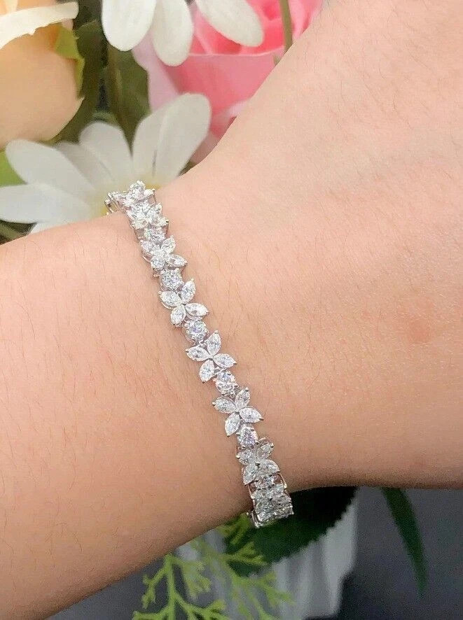 Multi Cut Wedding Special Natural Diamond Women’s Charm Tennis Bracelet 14K Gold