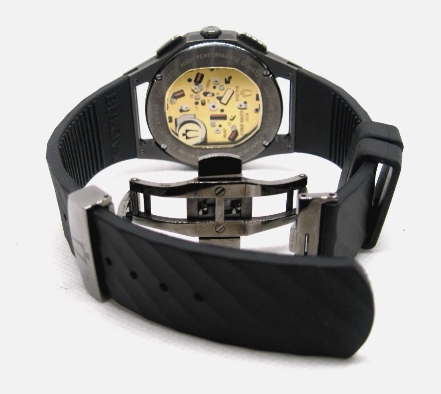 Bulova CURV Titanium/Stainless Black Rubber Strap Men’s Chronograph Watch-98A162