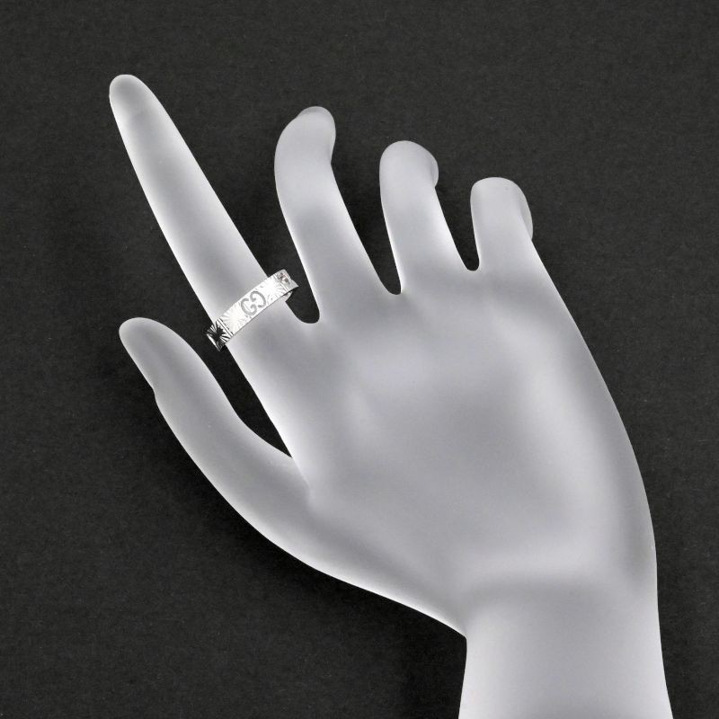 Gucci Icon Heart Ring US 4.5 K18WG Interlocking G Slim GG Logo